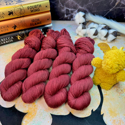 Red Swordtail Gold Sparkle Sock - Fourth Wing - Hand Dyed Yarn - NEW