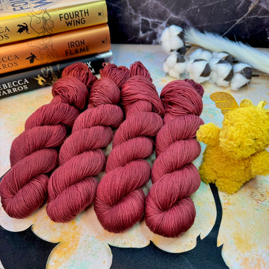 Red Swordtail Gold Sparkle Sock - Fourth Wing - Hand Dyed Yarn - NEW