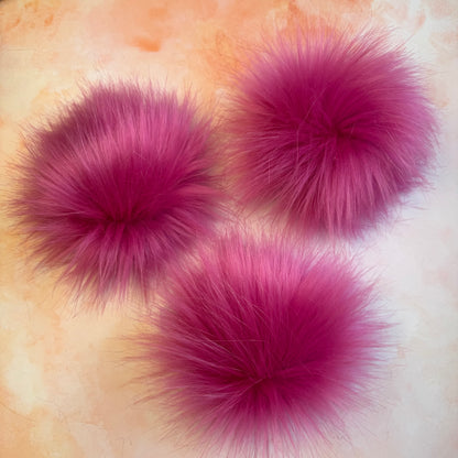 Hibiscus faux fur pom pom. Detachable option. Handmade - NEW