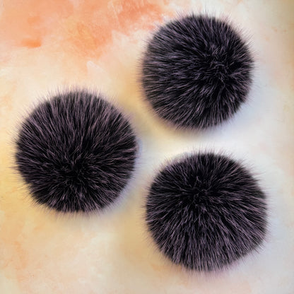 Pansy faux fur pom pom. Detachable option. Handmade - NEW