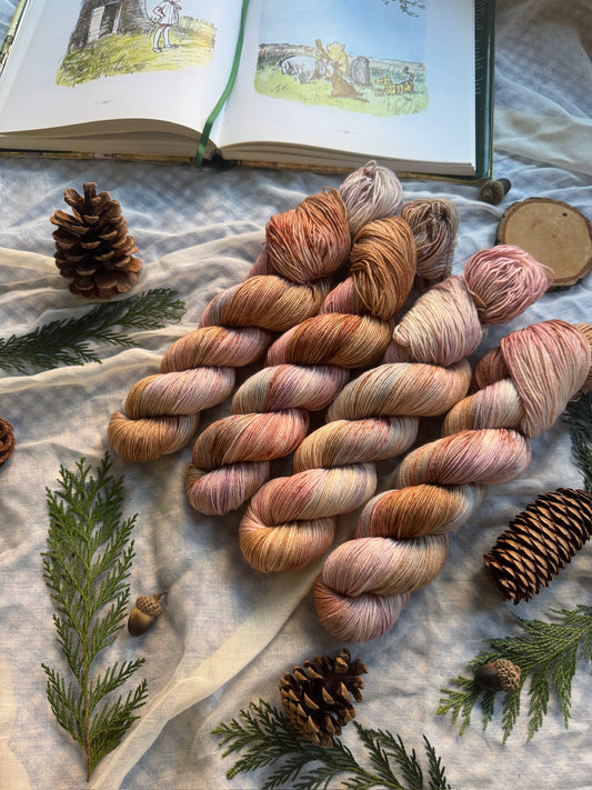 Kanga & Roo - BFL Silk DK - Winnie the Pooh - hand dyed yarn - Ready to Ship - NEW