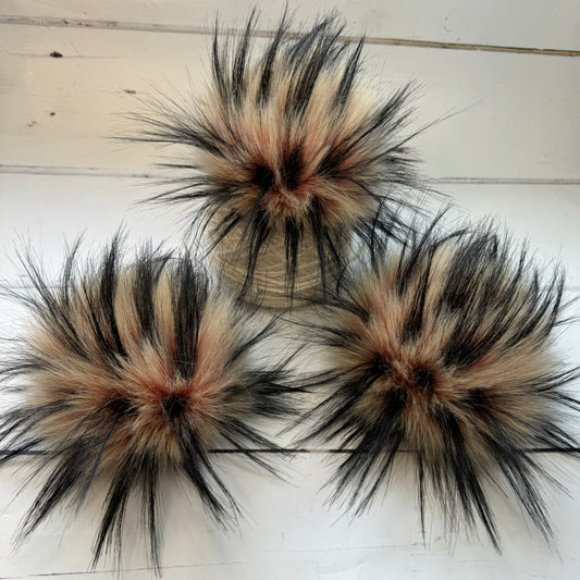 Watermelon Sugar coloured faux fur pom pom. Detachable option. Handmade