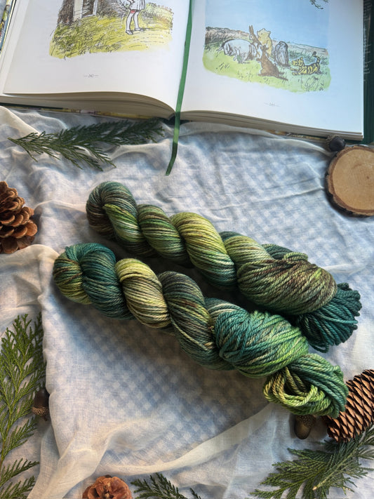 The Six Pine Trees - Aran - Winnie the Pooh - hand dyed yarn - Ready to Ship - NEW