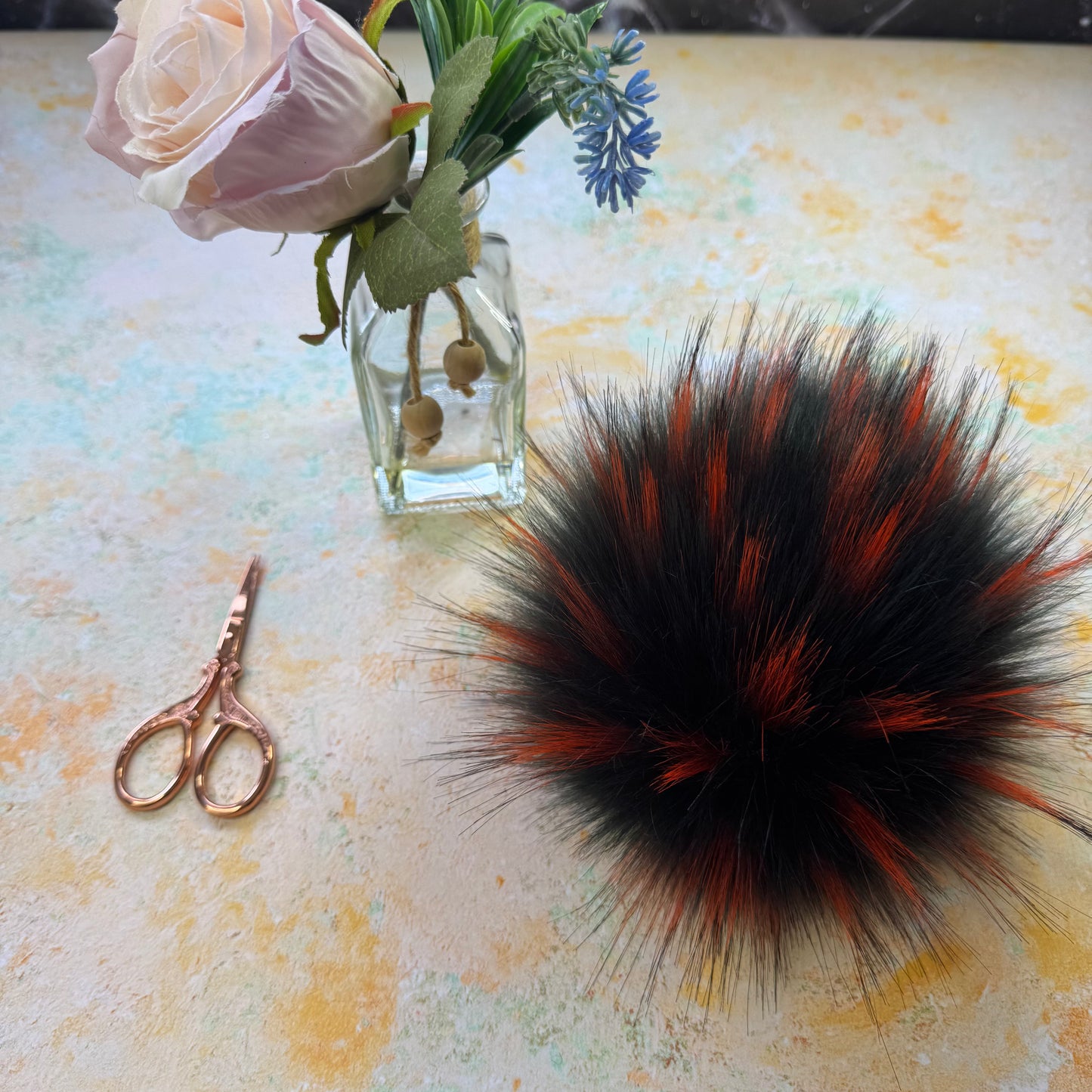 Fireball handmade faux fur pom pom. Detachable option - NEW