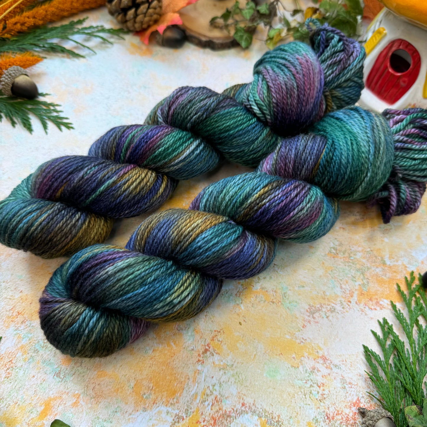 Autumn Evenings - Yak Silk Fluff - Season of Magic Collection - Hand Dyed Yarn - Ready to Ship
