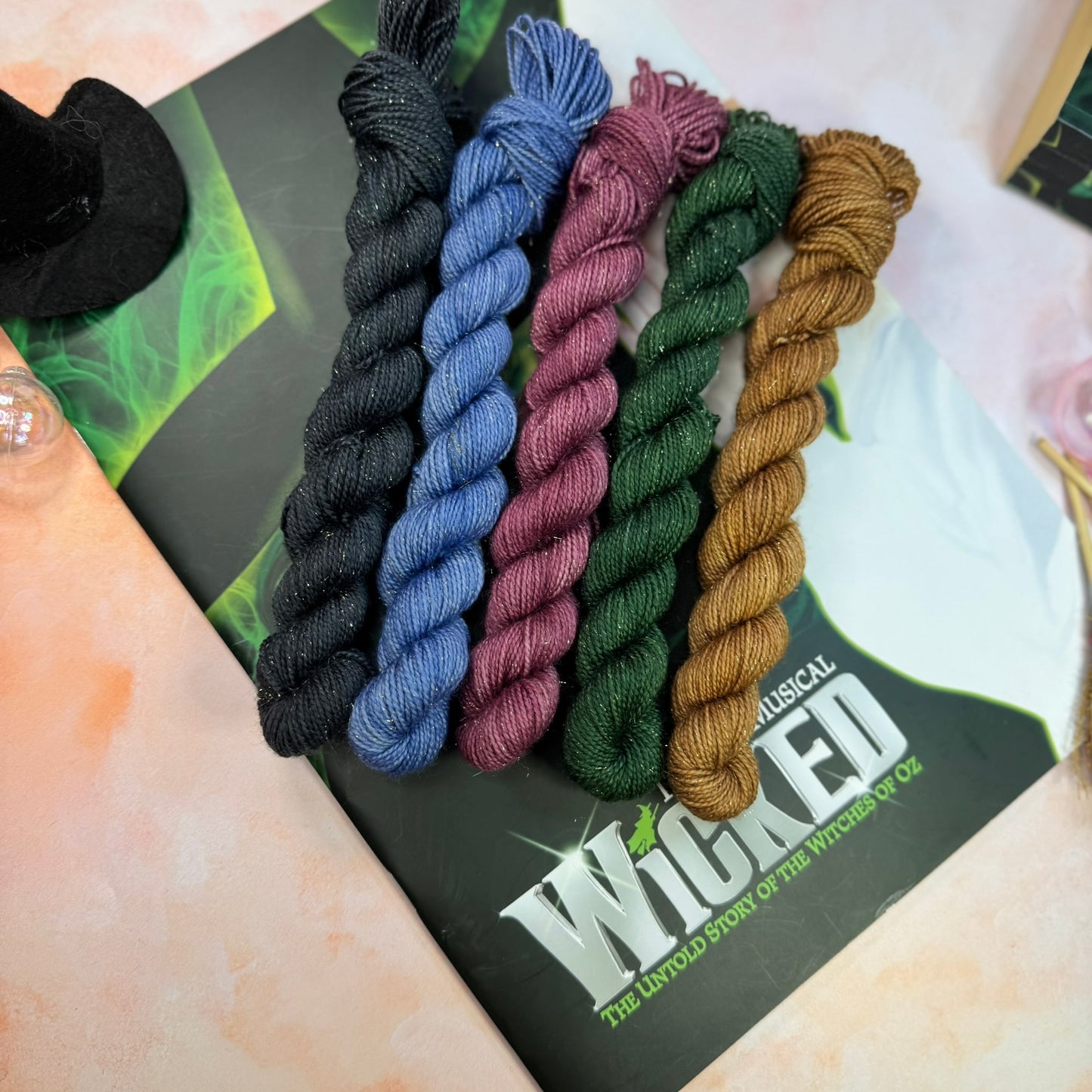Wicked Tonals Musicals Collection Gold Sparkle Sock Mini skeins x 5 - Hand Dyed Yarn