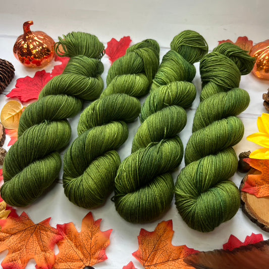 Moss Tonal- Hand Dyed Yarn -  100% Superwash Merino  Aran