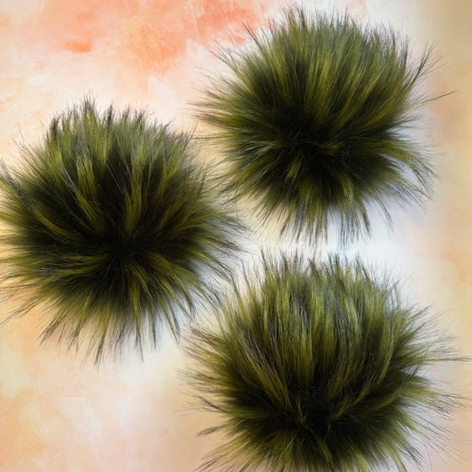 Avocado faux fur pom pom. Detachable option. Handmade - NEW