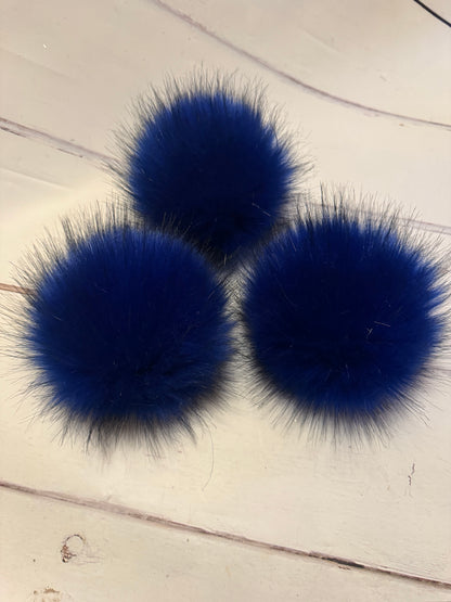 Royal Blue handmade faux fur pom pom