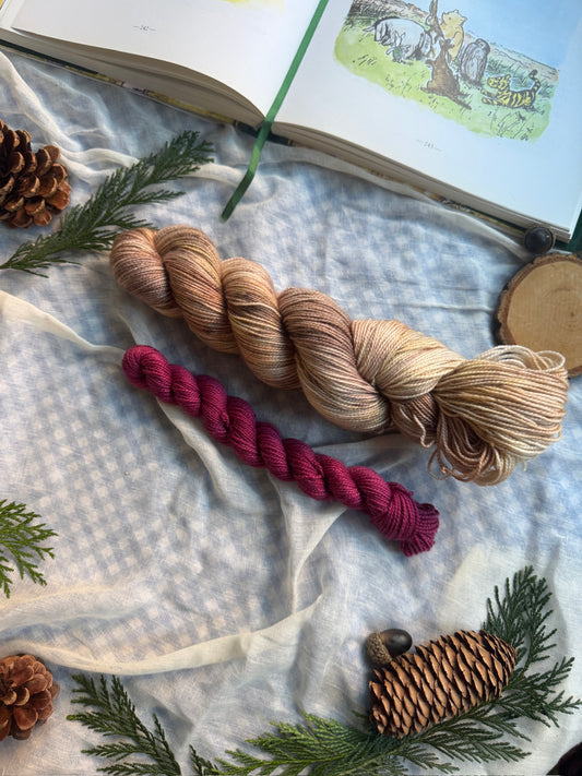 Owl - Sock Set - Winnie the Pooh - hand dyed yarn - Ready to Ship - NEW