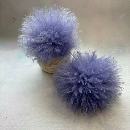 Lavender faux alpaca handmade faux fur pom pom. Detachable option
