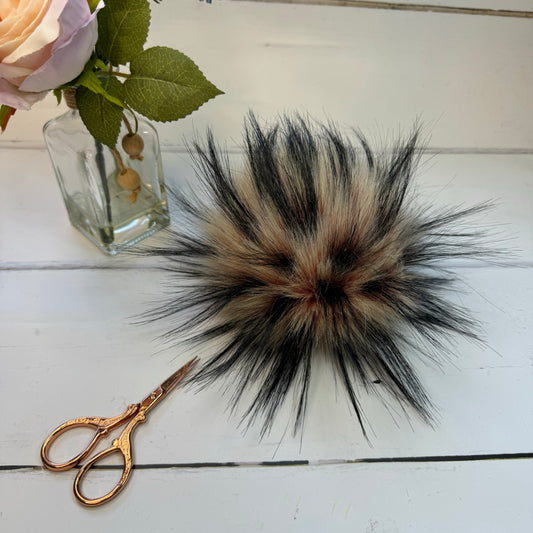 Watermelon Sugar coloured faux fur pom pom. Detachable option. Handmade
