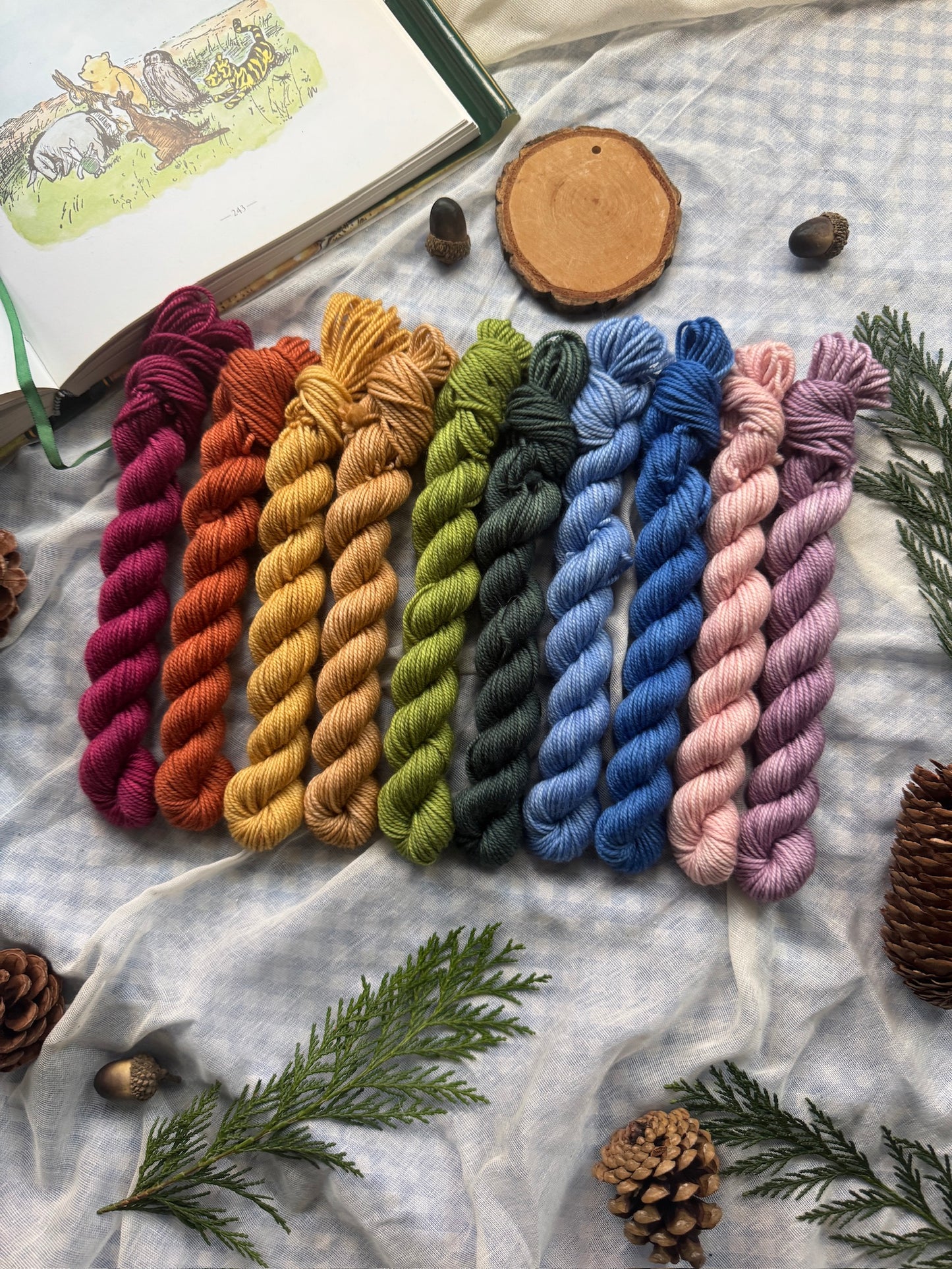 10 Tonal Mini Skein Set - Winnie the Pooh - Dyed to Order 6-8 Weeks - NEW