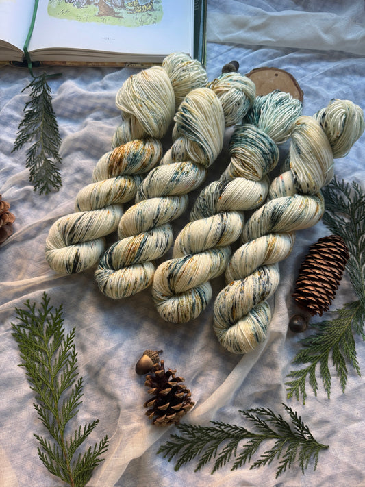Christmas in the 100 Aker Wood - Gold Sparkle Sock - Winnie the Pooh - hand dyed yarn - Ready to ship - NEW