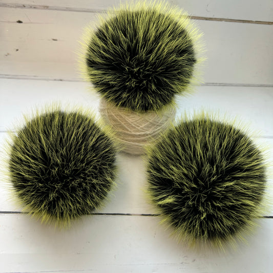 Mojito coloured faux fur pom pom. Detachable option. Handmade