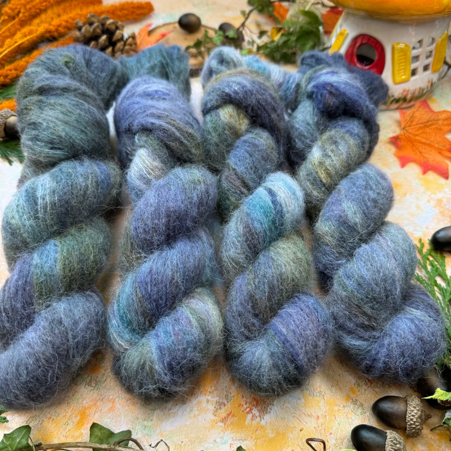 Autumn Evenings - Yak Silk Fluff - Season of Magic Collection - Hand Dyed Yarn - Ready to Ship