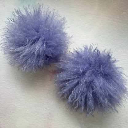 Lavender faux alpaca handmade faux fur pom pom. Detachable option