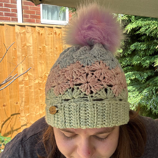 Pastel Peony Hat - Crochet - SAMPLE SALE