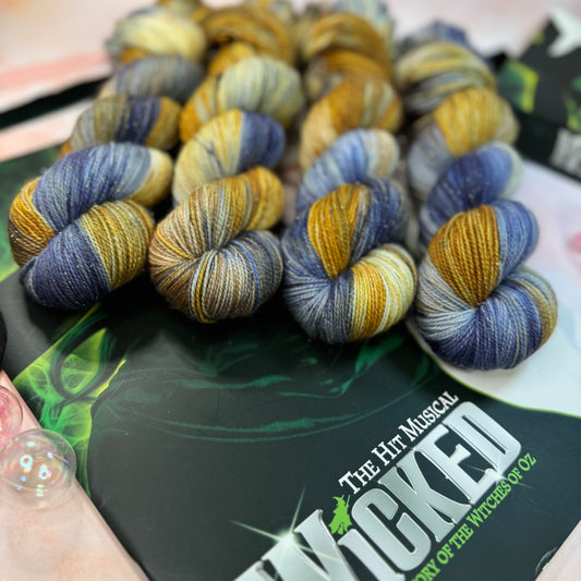 Fiyero - Gold Sparkle Sock - Wicked Musicals Collection - Hand Dyed Yarn