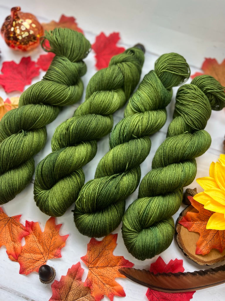 Moss Tonal- Hand Dyed Yarn -  100% Superwash Merino  Aran