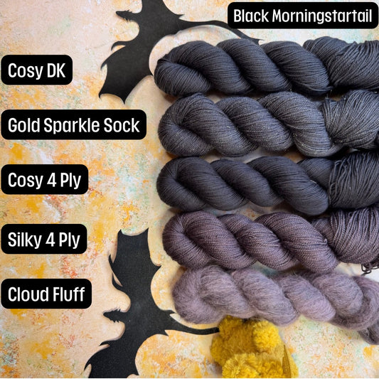 Black Morningstartail tonal - Fourth Wing - Hand Dyed Yarn - DYED TO ORDER - 6-8 Weeks - NEW