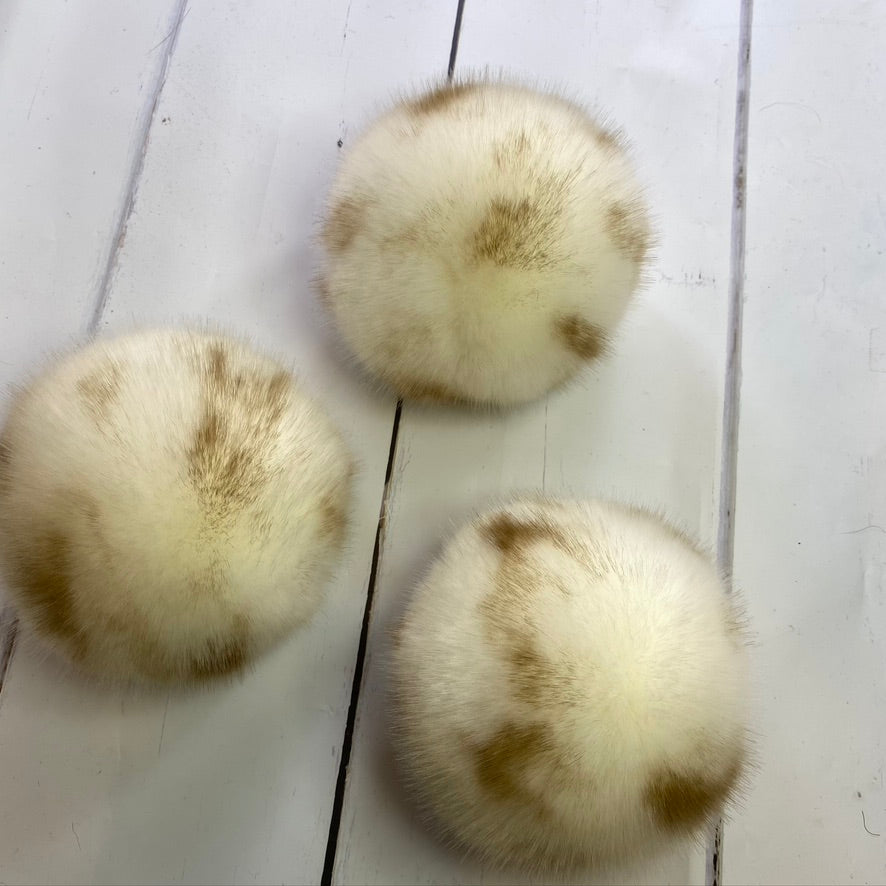 Snow Leopard handmade faux fur pom pom
