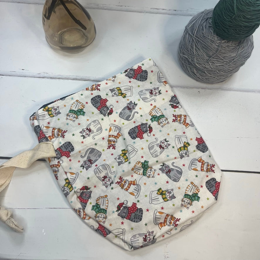 Christmas Cats Sock Project Bag