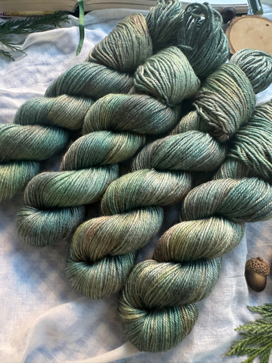 The Six Pine Trees - BFL silk DK - Winnie the Pooh - hand dyed yarn - Ready to Ship - NEW