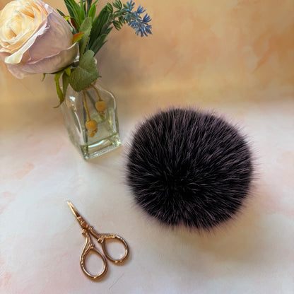 Pansy faux fur pom pom. Detachable option. Handmade - NEW
