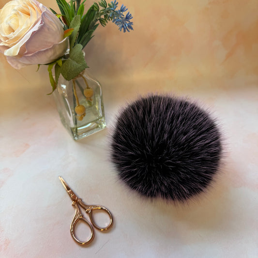 Pansy faux fur pom pom. Detachable option. Handmade - NEW