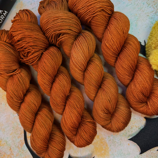 Orange Daggertail Gold Sparkle Sock - Fourth Wing - Hand Dyed Yarn NEW