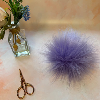 Hydrangea faux fur pom pom. Detachable option. Handmade - NEW