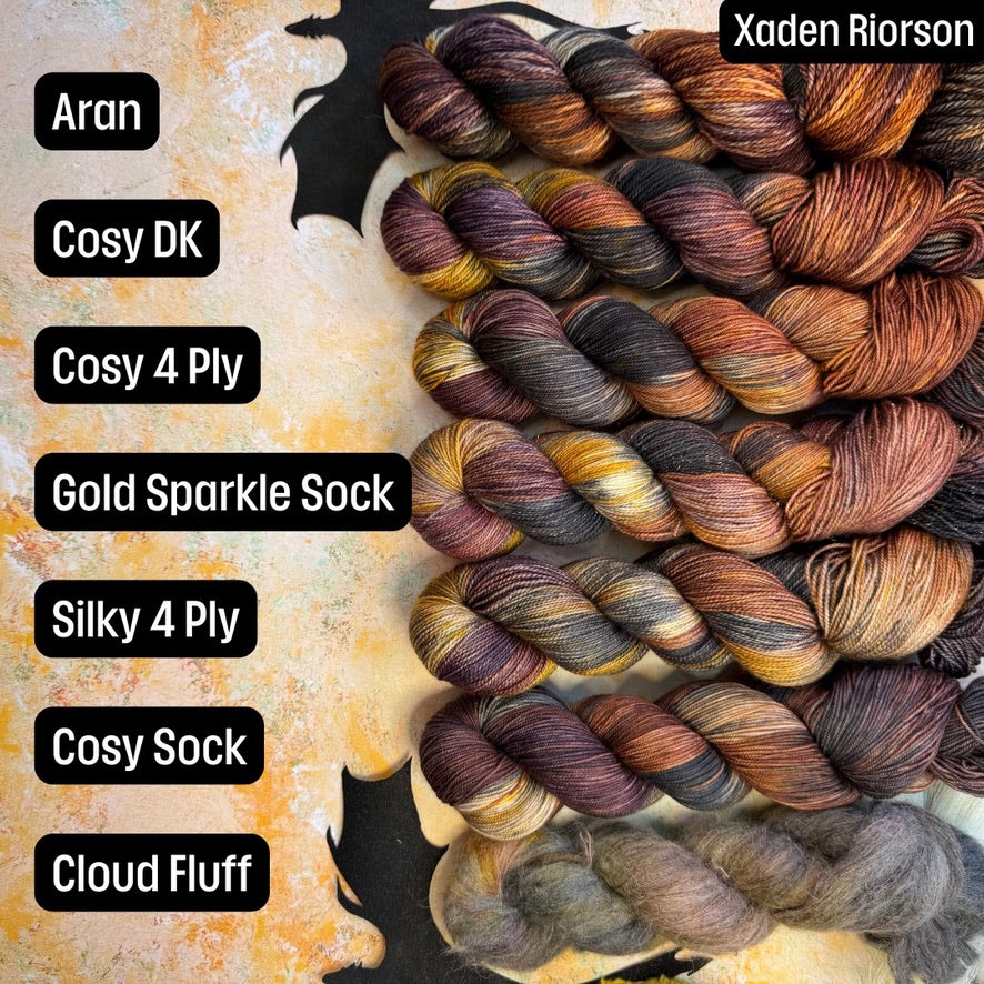 Xaden Riorson - Fourth Wing - Hand Dyed Yarn - DYED TO ORDER - 6-8 Weeks - NEW