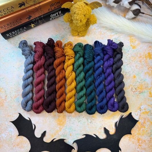 Fourth Wing Tonals Mini skein set - Hand Dyed Yarn - DYED TO ORDER - 6-8 Weeks - NEW