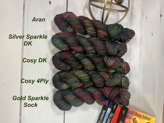 Serafina Pekkala - His Dark Materials - Hand Dyed Yarn - Dyed to Order - Cosy 4Ply, Cosy DK, Aran, Sock, Sparkle DK, Sparkle Sock