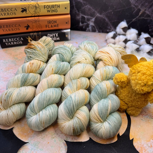 Hedotis Gold Sparkle Sock - Fourth Wing - Hand Dyed Yarn - NEW