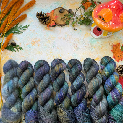 Autumn Evenings - Yak Silk Fluff - Season of Magic Collection - Hand Dyed Yarn - Ready to Ship