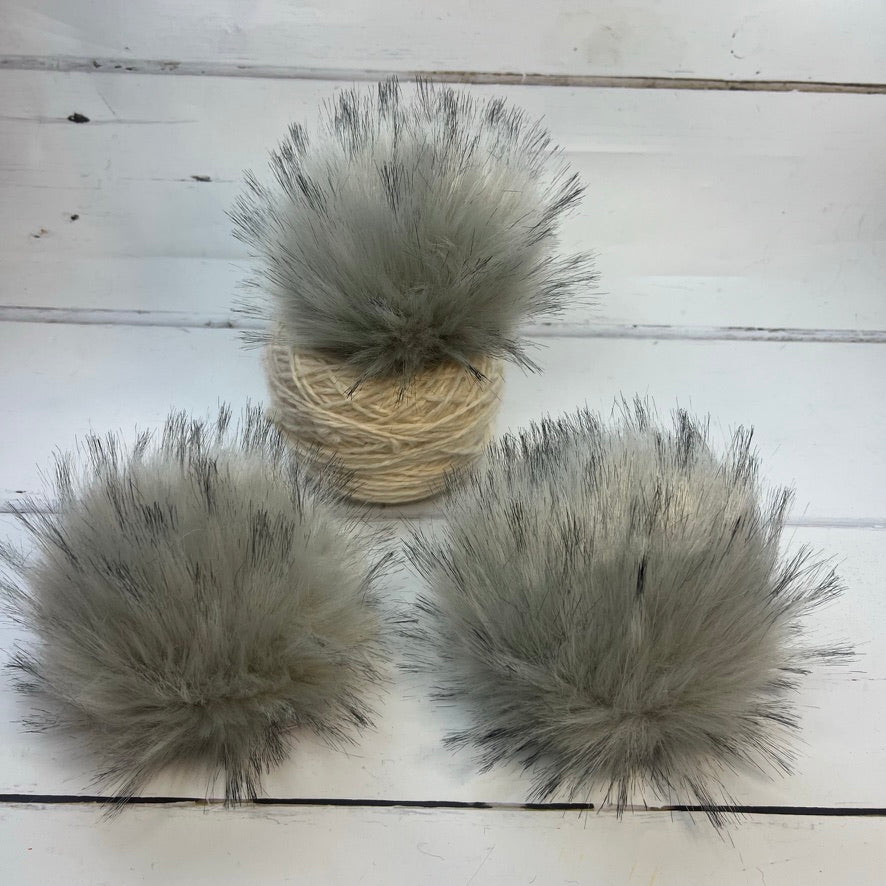 Stone handmade faux fur pom pom. Detachable option - NEW