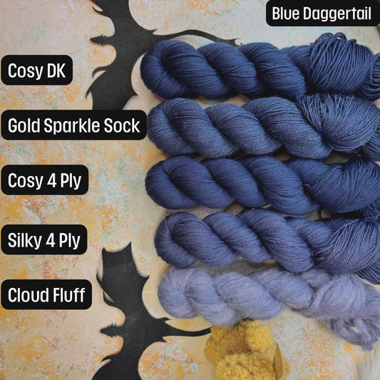 Blue Daggertail tonal - Fourth Wing - Hand Dyed Yarn - DYED TO ORDER - 6-8 Weeks - NEW