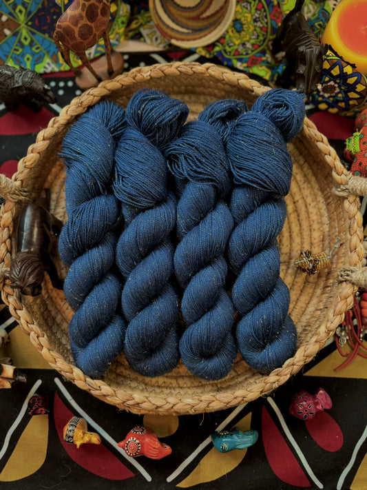 The Sapphire Sky - Gold Sparkle Sock - Lion King - Hand Dyed Yarn - NEW