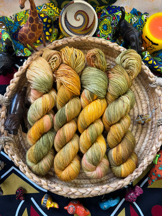 Everything the Light Touches- Gold Sparkle Sock - Lion King - Hand Dyed Yarn - NEW