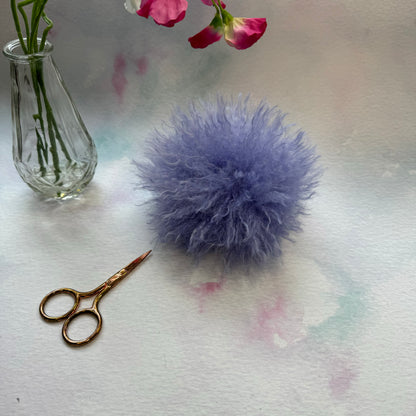Lavender faux alpaca handmade faux fur pom pom. Detachable option
