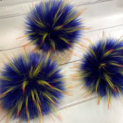 Deep Blue Sea handmade faux fur pom pom. Detachable option