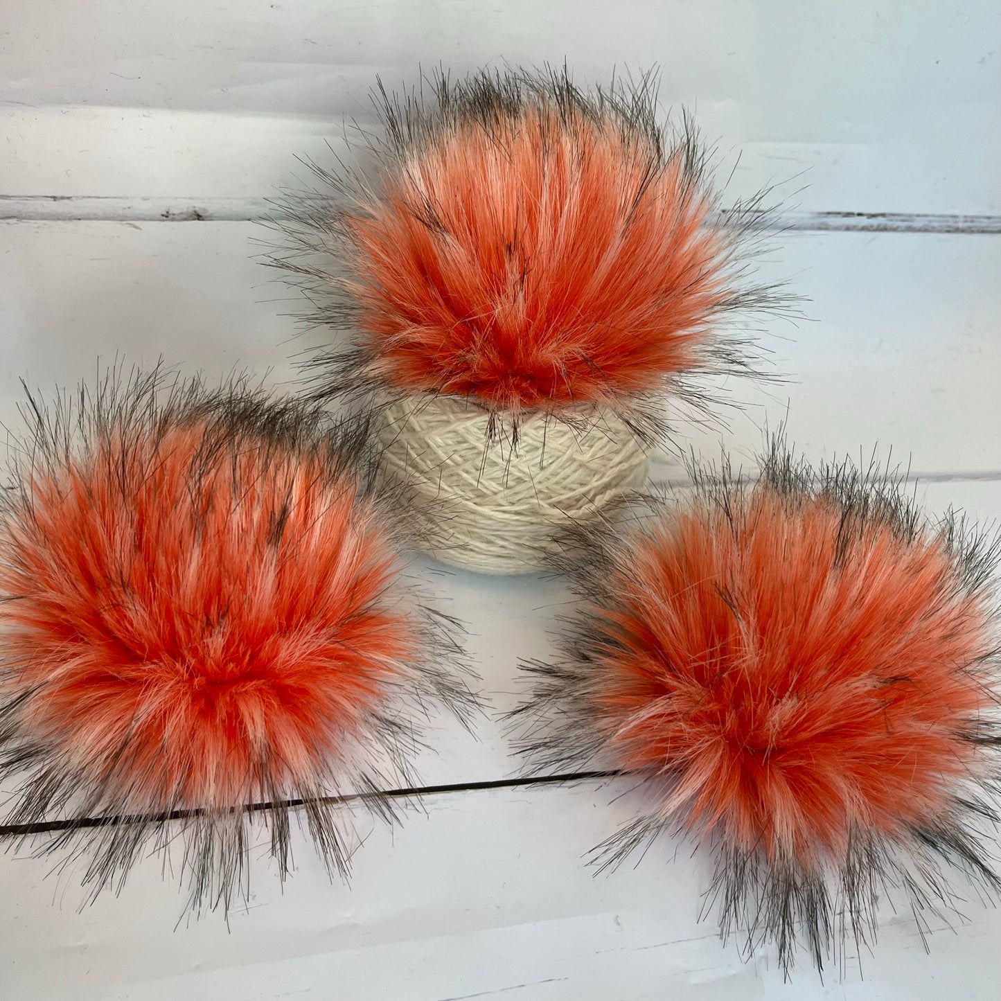 Nemo faux fur pom pom. Detachable option. Handmade