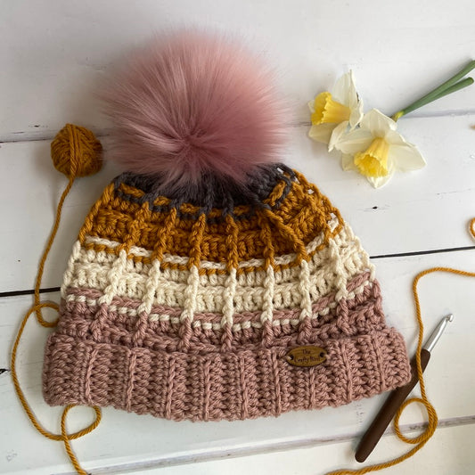 Waffle Stitch Crochet Hat pattern - Intermediate