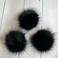 Raven handmade faux fur pom pom. Detachable option. Handmade