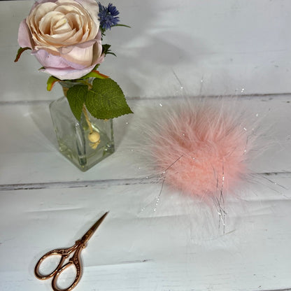 Pink Sparkle handmade faux fur pom pom. Detachable option. Handmade