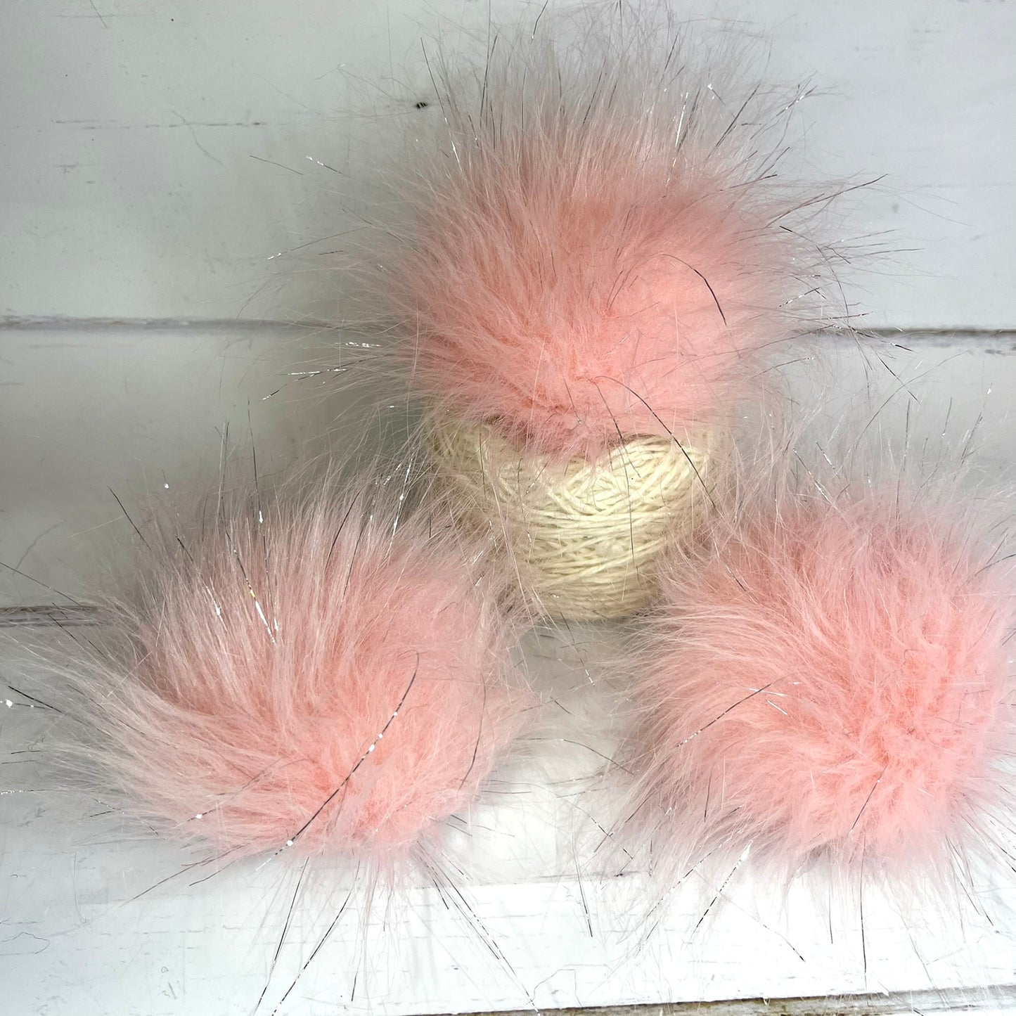 Pink Sparkle handmade faux fur pom pom. Detachable option. Handmade