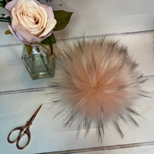 Carnation faux fur pom pom. Detachable option. Handmade - NEW