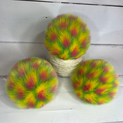 Tutti Frutti handmade faux fur pom pom. Detachable option. Handmade